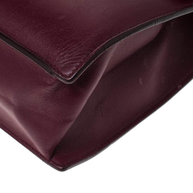 Salvatore Ferragamo Burgundy Leather Gancio Lock Shoulder Bag 3