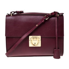 Salvatore Ferragamo Burgundy Leather Gancio Lock Shoulder Bag