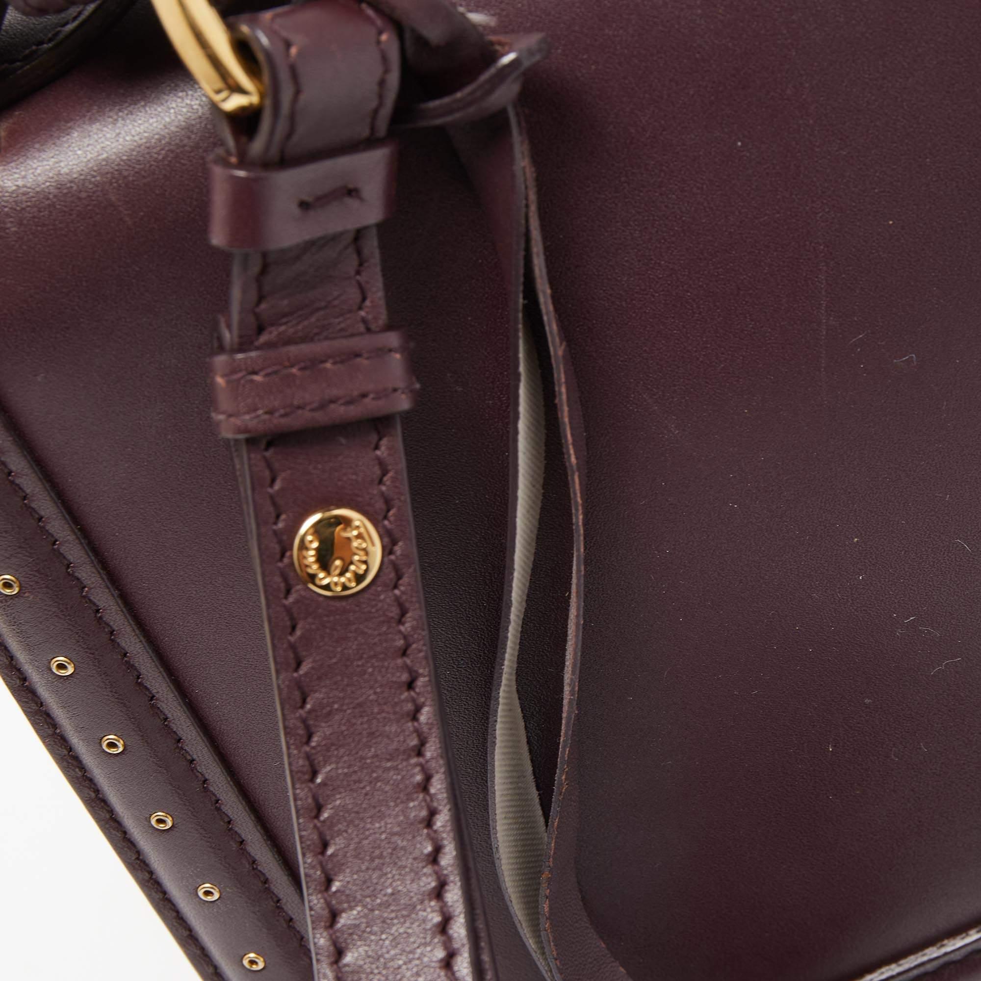 Salvatore Ferragamo Burgundy Leather Grommets Aileen Top Handle Bag 7