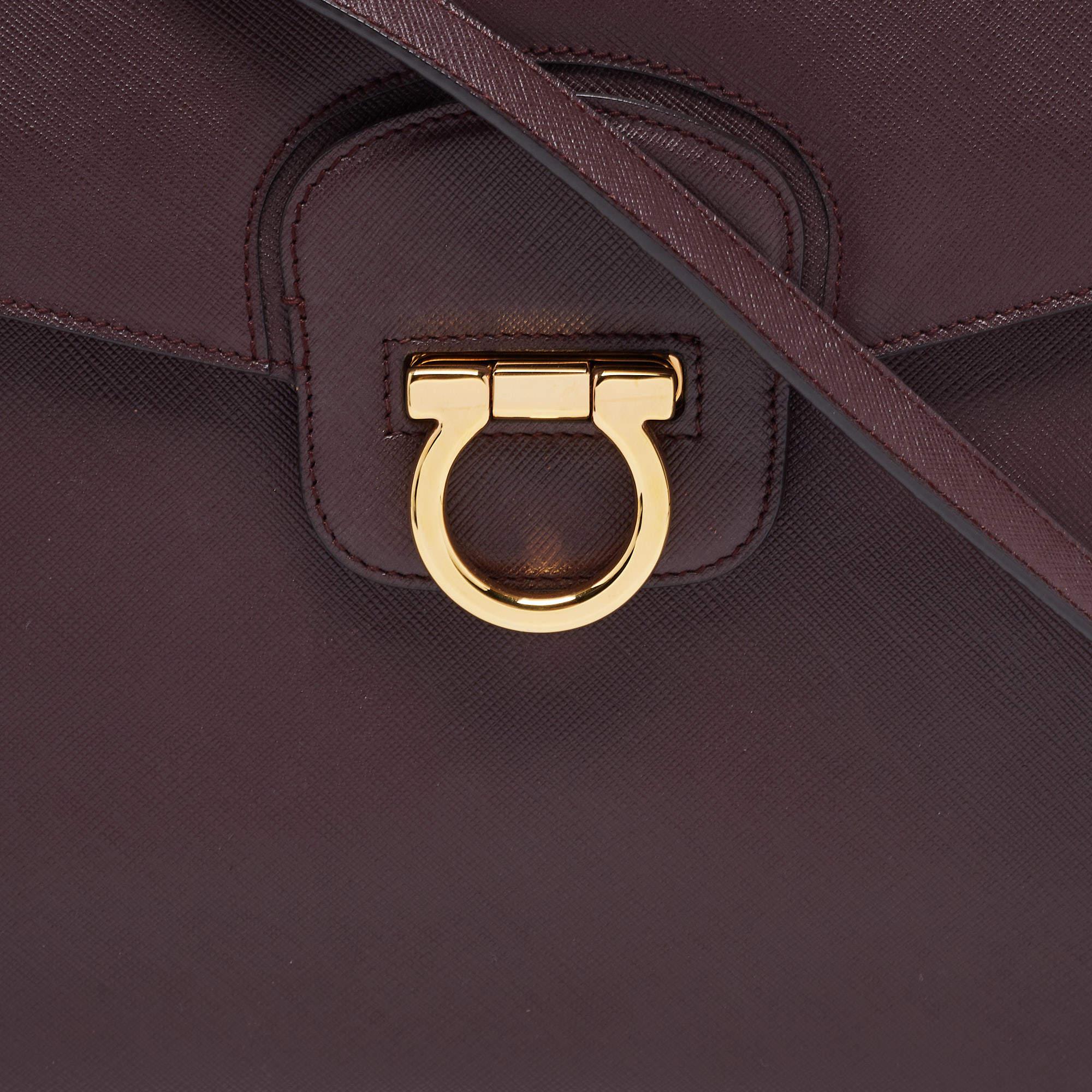 Salvatore Ferragamo Burgundy Leather Kelly Top Handle Bag 9