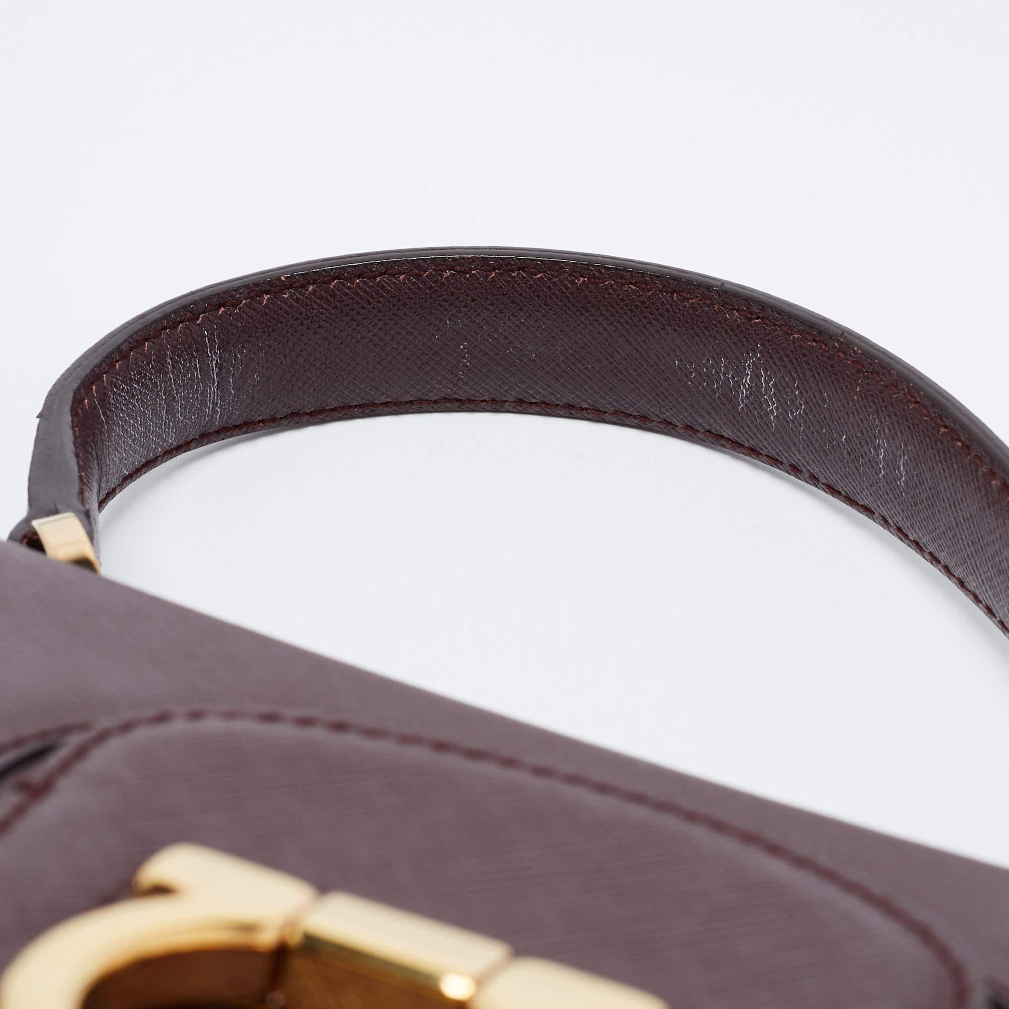Salvatore Ferragamo Burgundy Leather Kelly Top Handle Bag 1