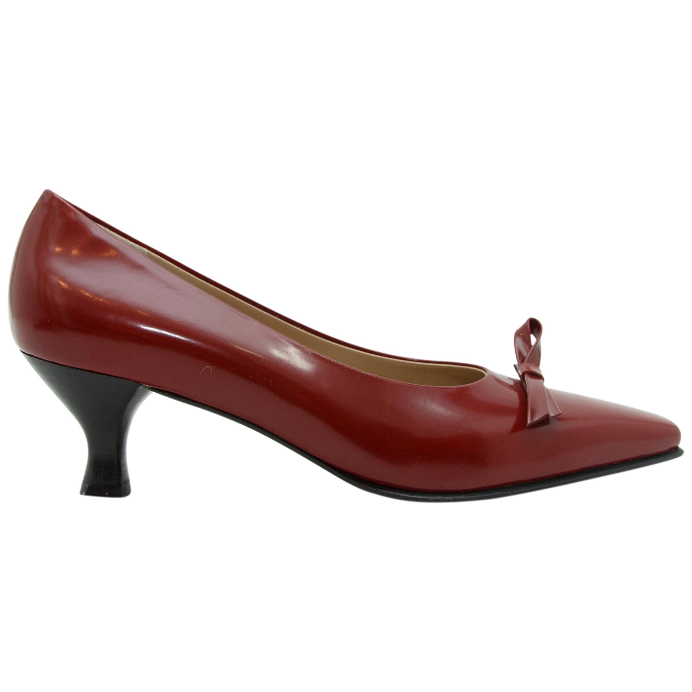 Burgundy Kitten Heels - 4 For Sale on 1stDibs