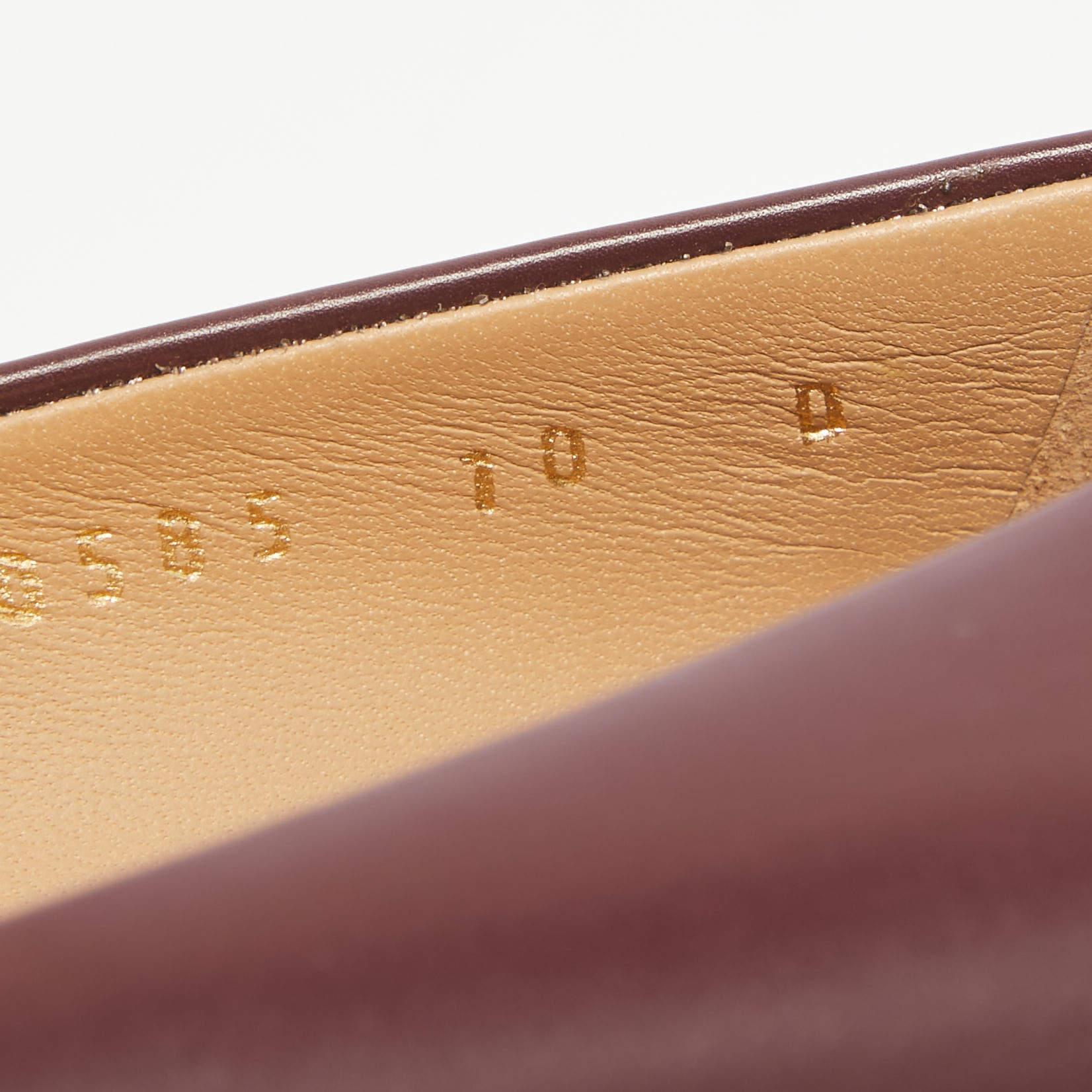Salvatore Ferragamo Burgundy Leather Leo Block Heel Pumps Size 40.5 For Sale 3