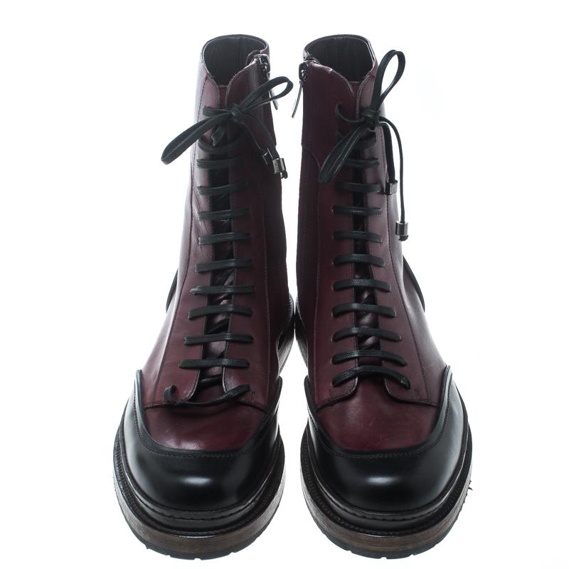 Black Salvatore Ferragamo Burgundy Leather Mallorca Platform Ankle Boots Size 41.5