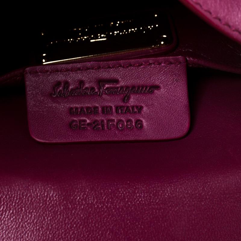 Salvatore Ferragamo Burgundy Leather Mini Sofia Crossbody Bag 2