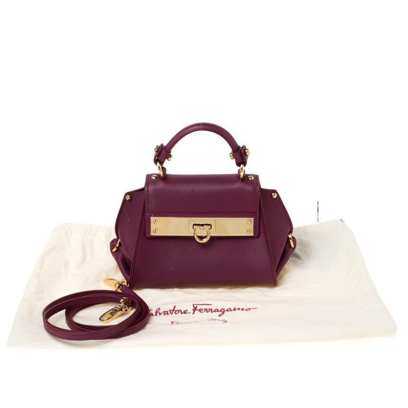 Salvatore Ferragamo Burgundy Leather Mini Sofia Crossbody Bag 4