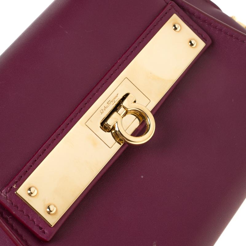 Women's Salvatore Ferragamo Burgundy Leather Mini Sofia Crossbody Bag