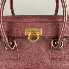 SALVATORE FERRAGAMO Burgundy Leather Pebble Grain Sofia Handbag