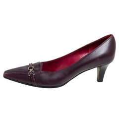 Salvatore Ferragamo Burgundy Leather Pointed Toe Pumps Size 39