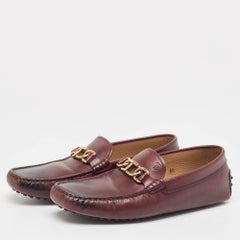Salvatore Ferragamo Burgundy Leather Slip On Loafers Size 40.5