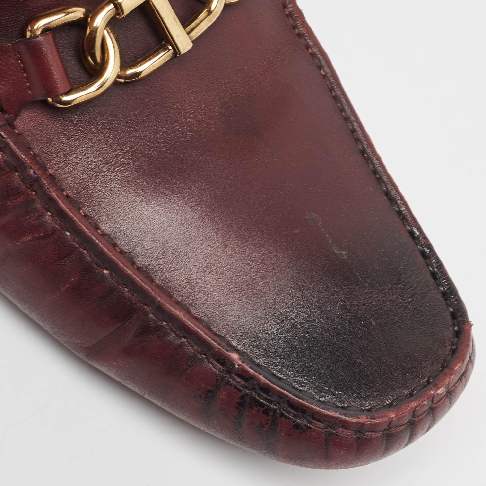 Salvatore Ferragamo Burgundy Leather Slip On Loafers Size 40.5 For Sale 1