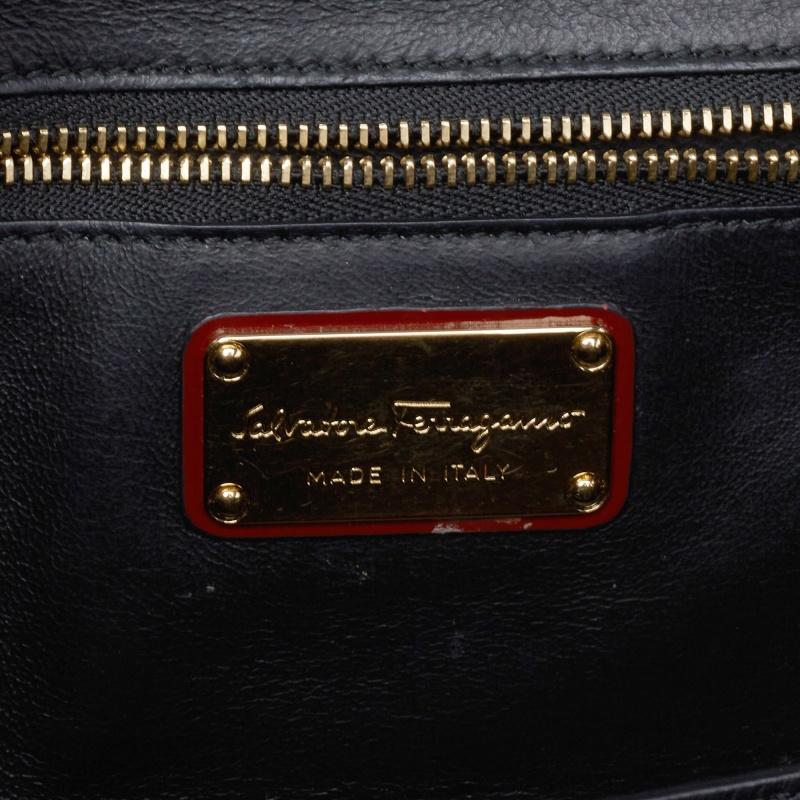 Salvatore Ferragamo Burgundy Patent Leather Gancini Flap Shoulder Bag 4