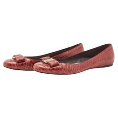 Salvatore Ferragamo Burgundy Python Varina Ballet Flats Size 37
