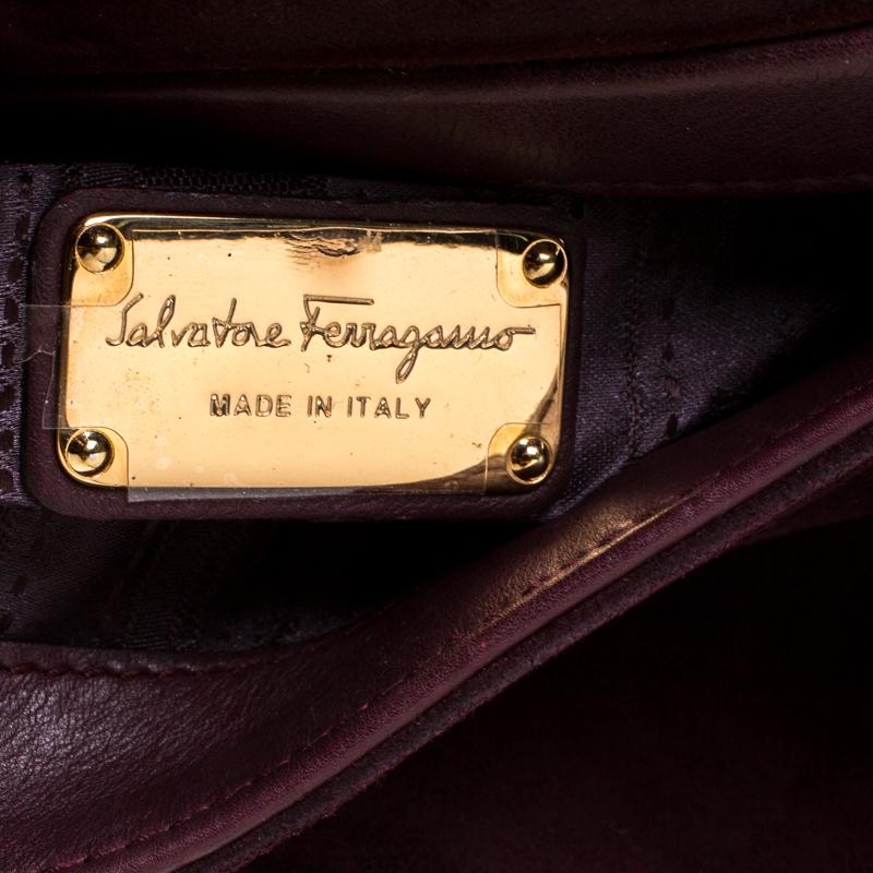 Salvatore Ferragamo Burgundy Suede and Leather Clutch 1