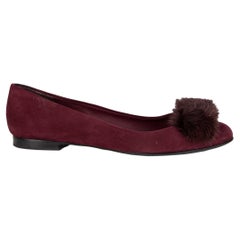 SALVATORE FERRAGAMO burgundy suede VARINA MINK BOW Flats Shoes 7 C