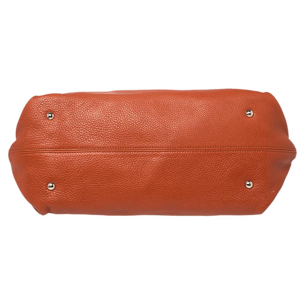 Salvatore Ferragamo Burnt Orange Leather Sofia Top Handle Bag 4