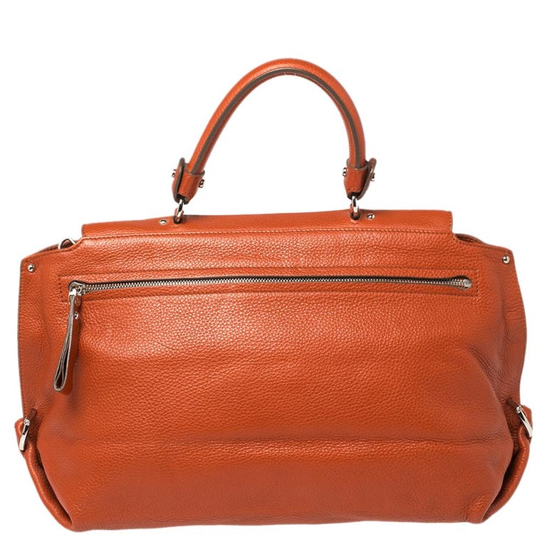 Salvatore Ferragamo Burnt Orange Leather Sofia Top Handle Bag at 1stDibs