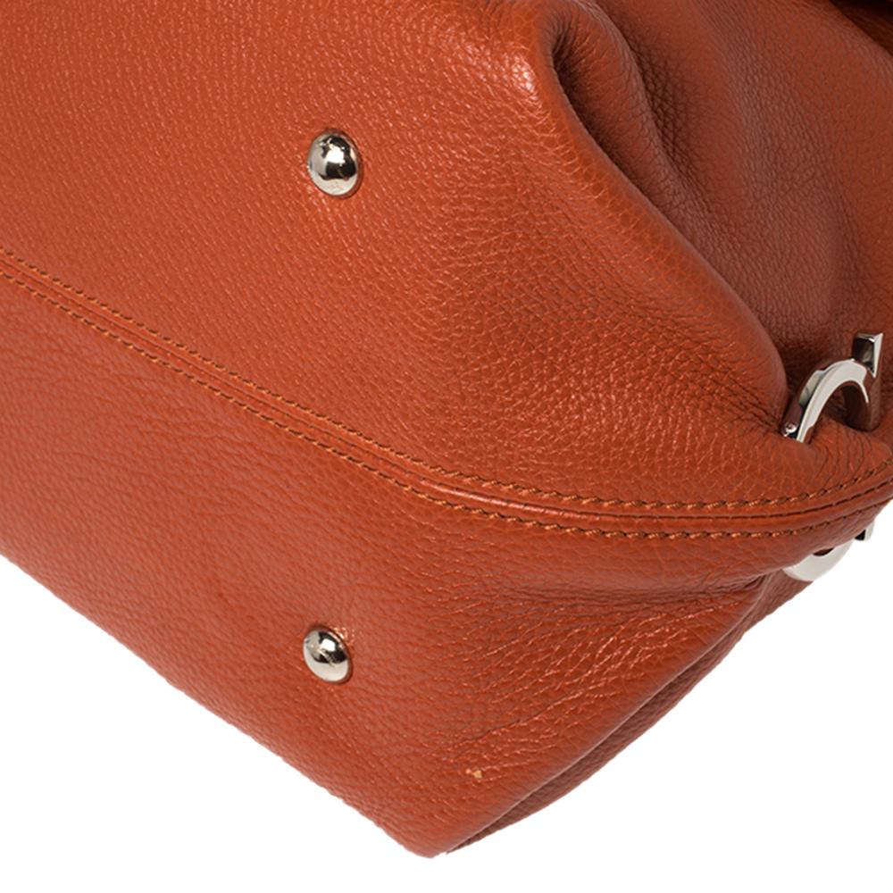 Salvatore Ferragamo Burnt Orange Leather Sofia Top Handle Bag 2