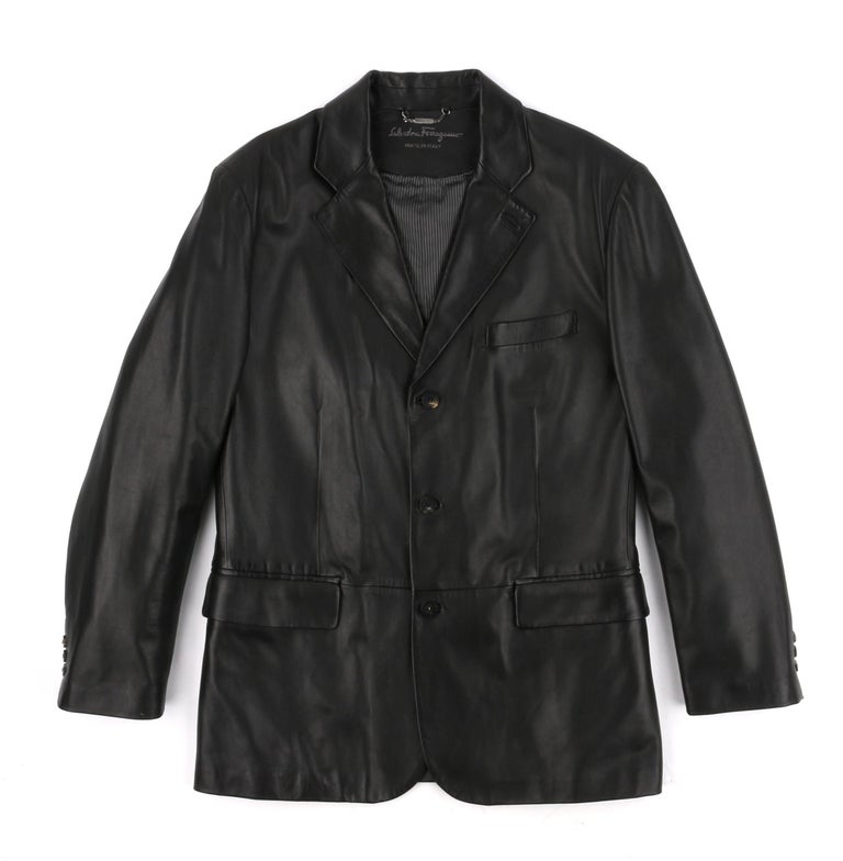 SALVATORE FERRAGAMO c.2000's Men's Dark Brown 3 Button Leather Sport Coat  Jacket For Sale at 1stDibs | alexander mcqueen men, ferragamo coat mens