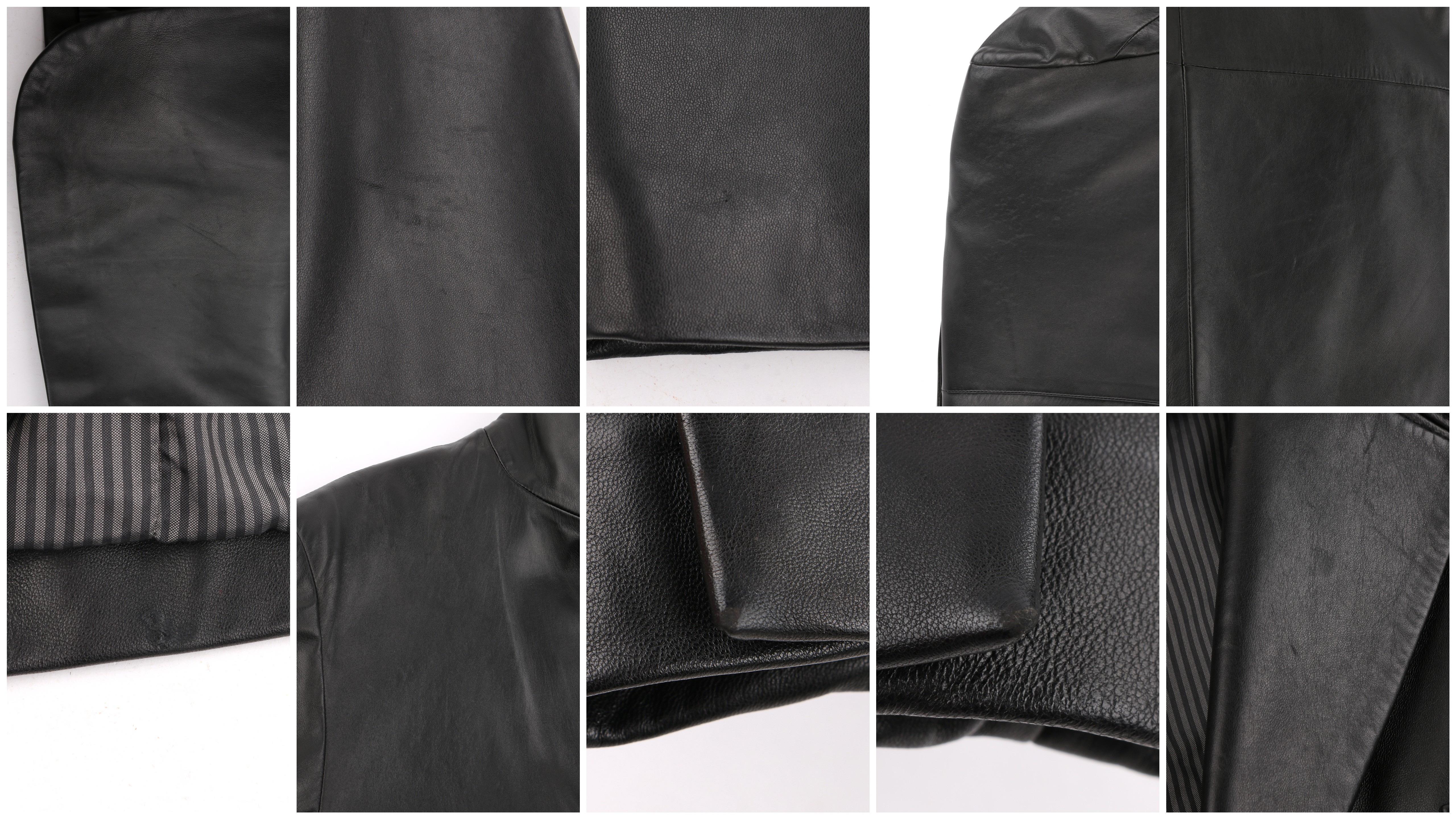 Black SALVATORE FERRAGAMO c.2000’s Men’s Dark Brown 3 Button Leather Sport Coat Jacket For Sale