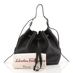 Salvatore Ferragamo Carla Drawstring Bucket Bag Leather Large