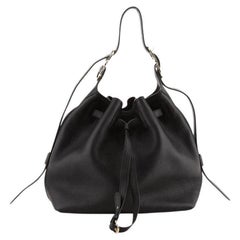 Salvatore Ferragamo Carla Drawstring Bucket Bag Leather Large