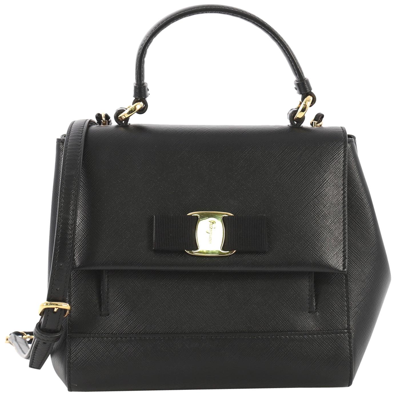 Salvatore Ferragamo Carrie Vara Shoulder Bag Saffiano Leather Small at