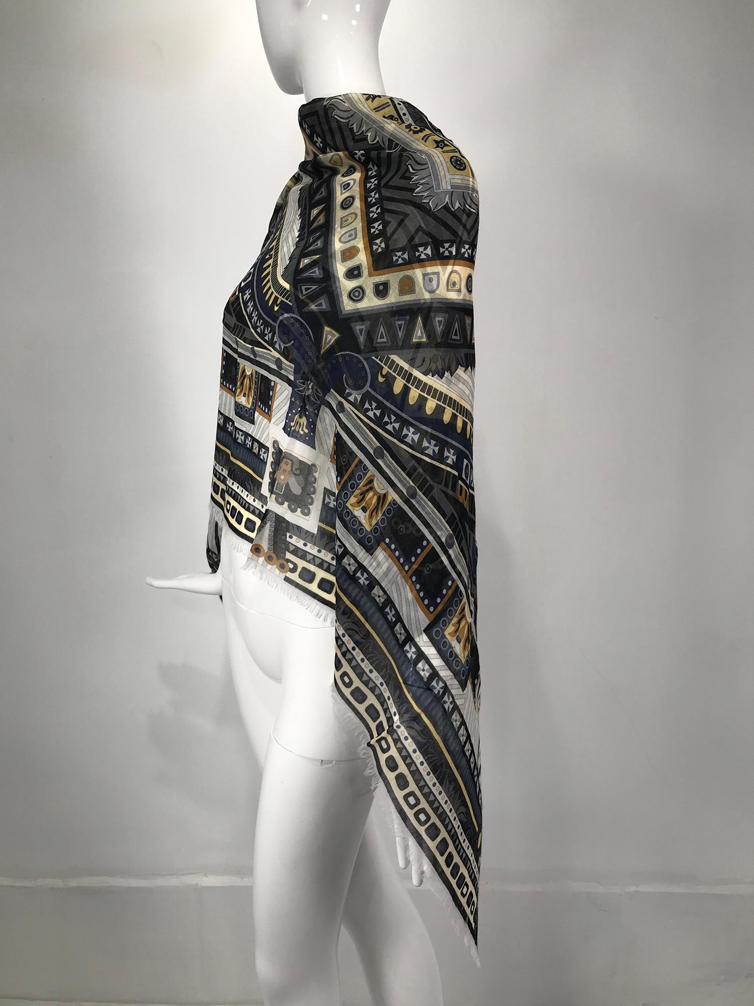 Salvatore Ferragamo Cashmere & Silk Geometric Print Shawl 6