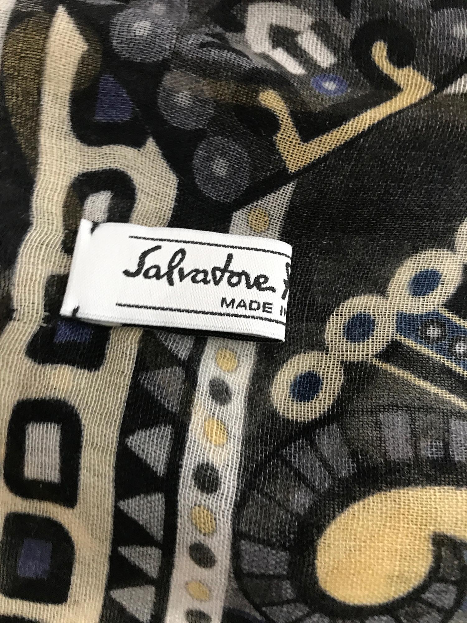 Salvatore Ferragamo Cashmere & Silk Geometric Print Shawl 8