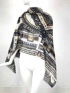 Salvatore Ferragamo Cashmere & Silk Geometric Print Shawl