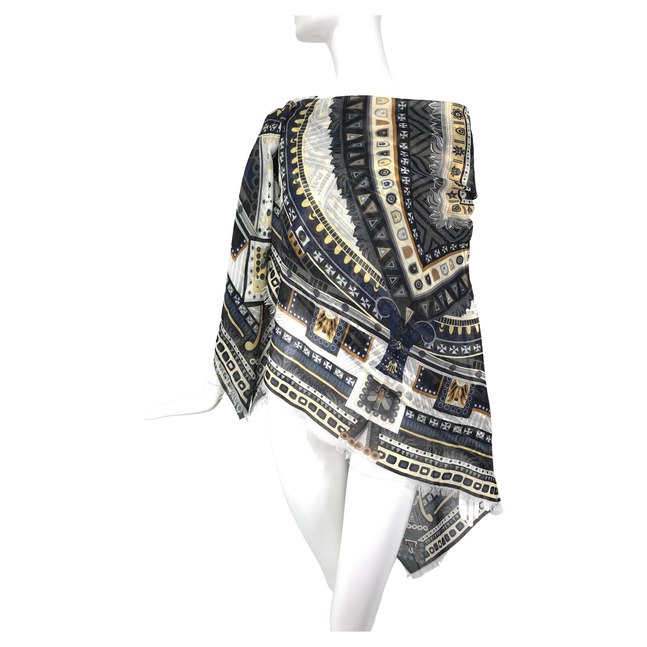 Salvatore Ferragamo Cashmere & Silk Geometric Print Shawl