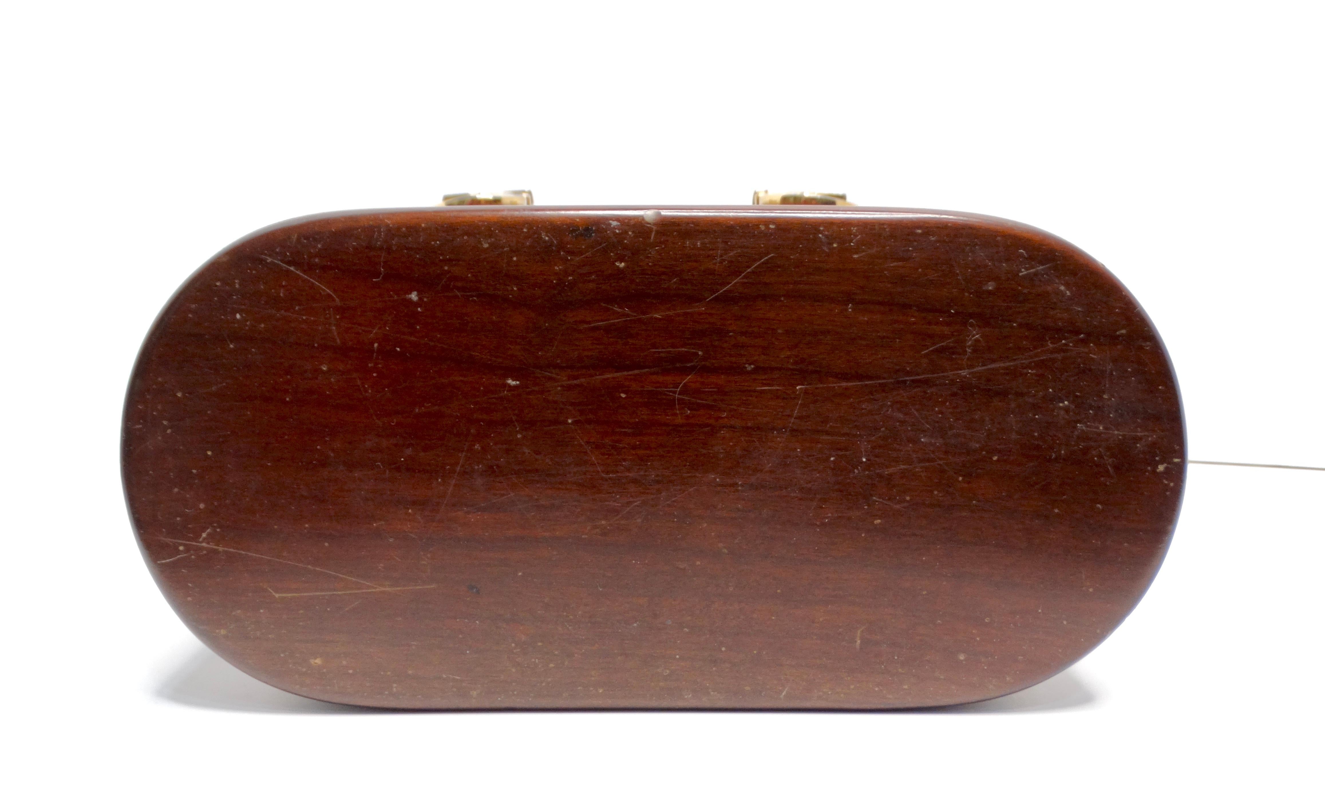 Salvatore Ferragamo Circa 1990s Gancini Wooden Vintage Handbag 7