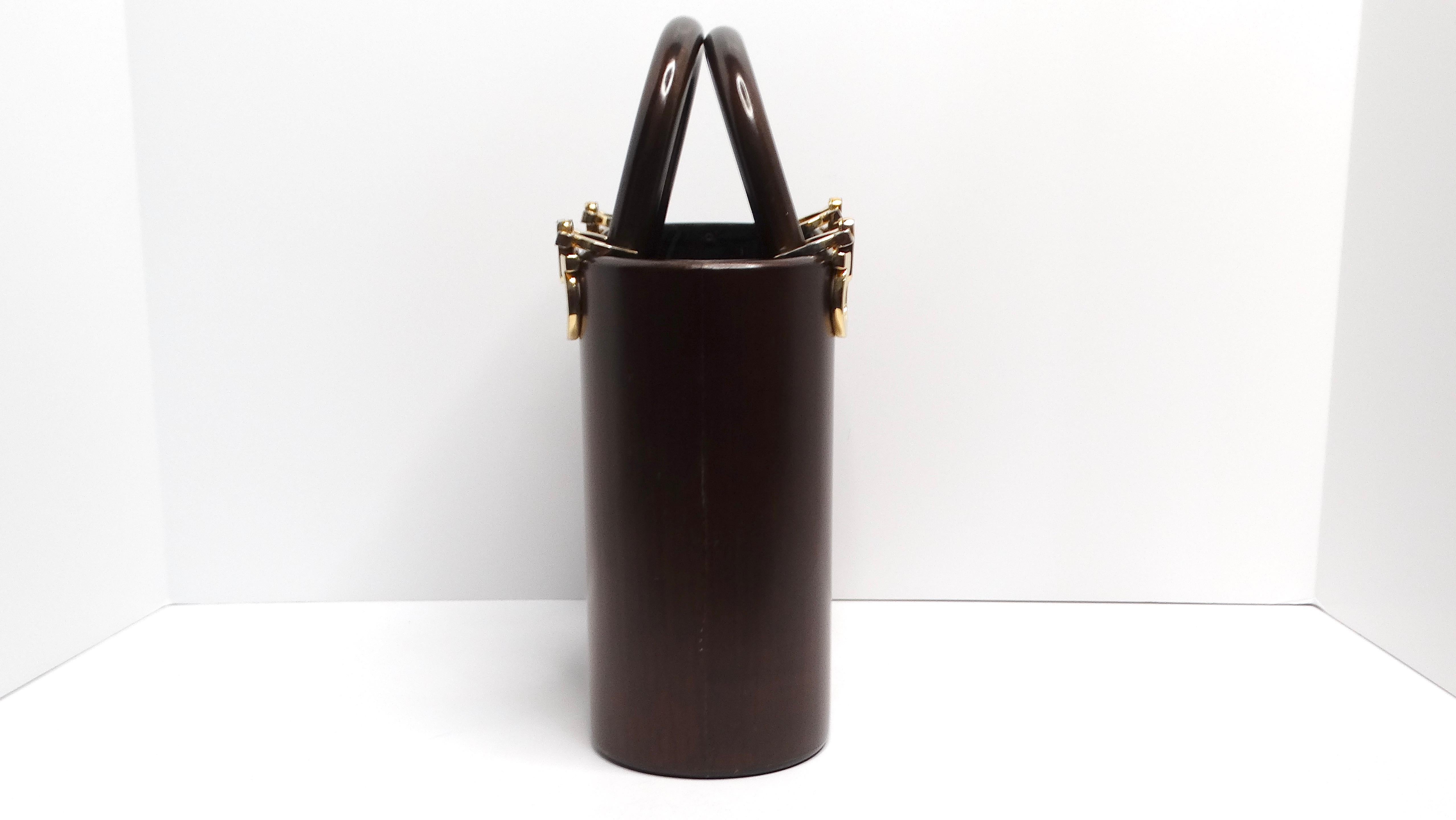 Women's Salvatore Ferragamo Circa 1990s Gancini Wooden Vintage Handbag