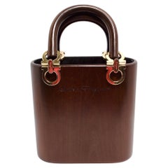 Salvatore Ferragamo Circa 1990s Gancini Wooden Vintage Handbag