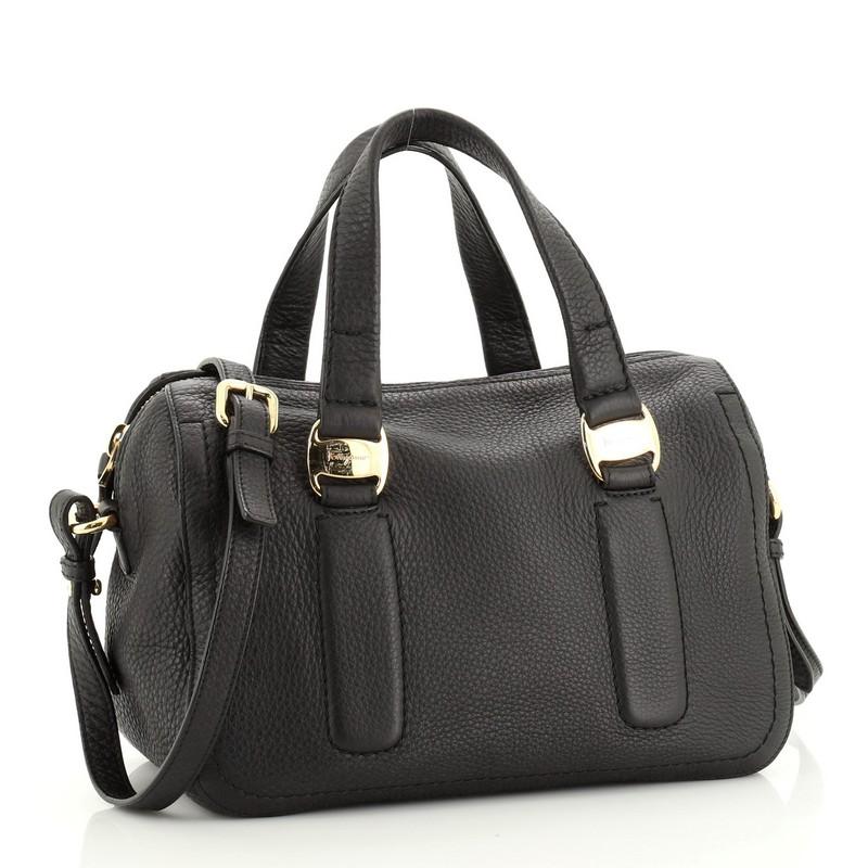 Black Salvatore Ferragamo Convertible Boston Bag Leather Small