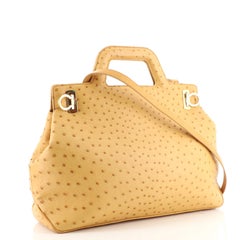 Salvatore Ferragamo Convertible Gancini Handle Bag Ostrich Large