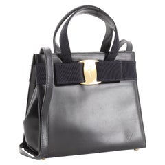 Vintage Salvatore Ferragamo Convertible Vara Bow Tote Leather Small Blue