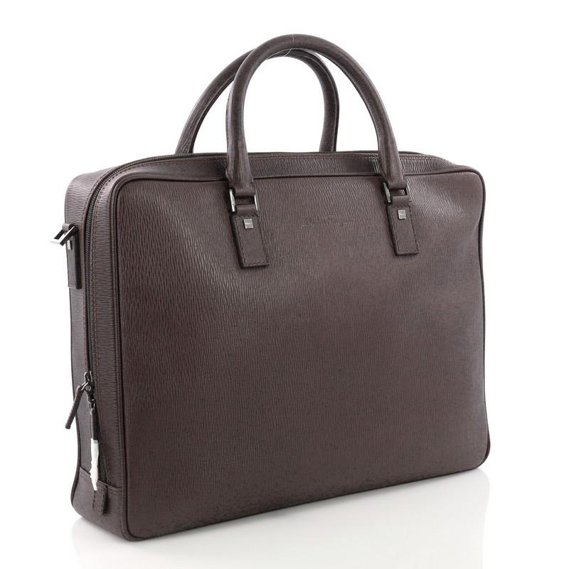 Black Salvatore Ferragamo Convertible Zip Briefcase Leather Large