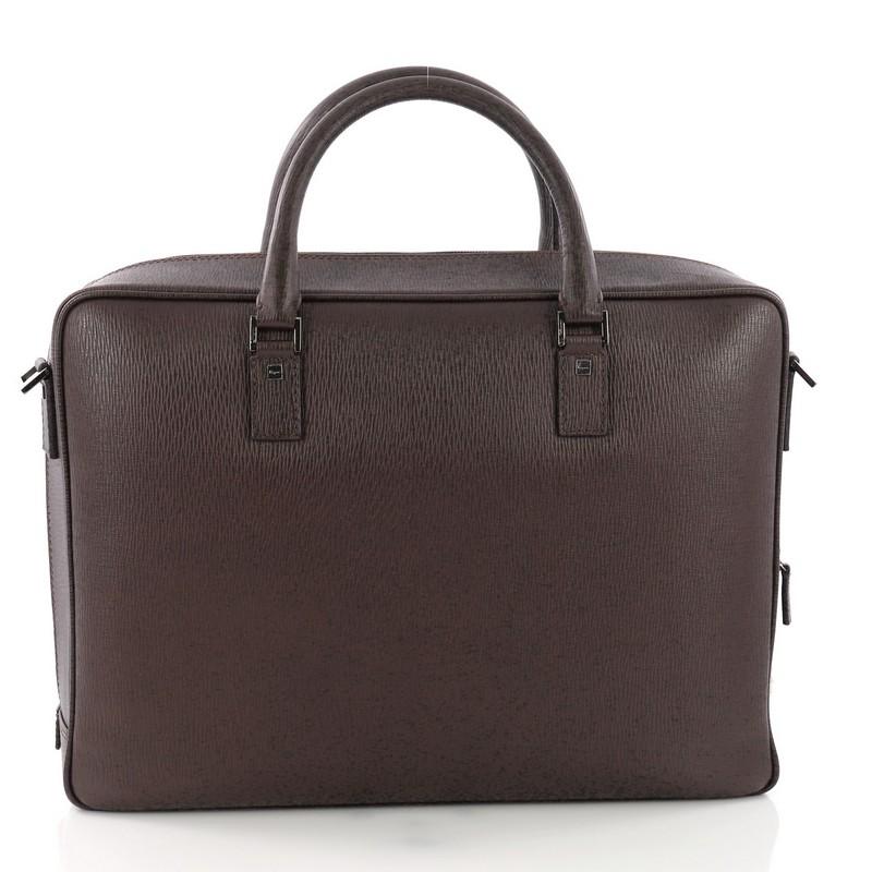 Salvatore Ferragamo Convertible Zip Briefcase Leather Large In Excellent Condition In NY, NY