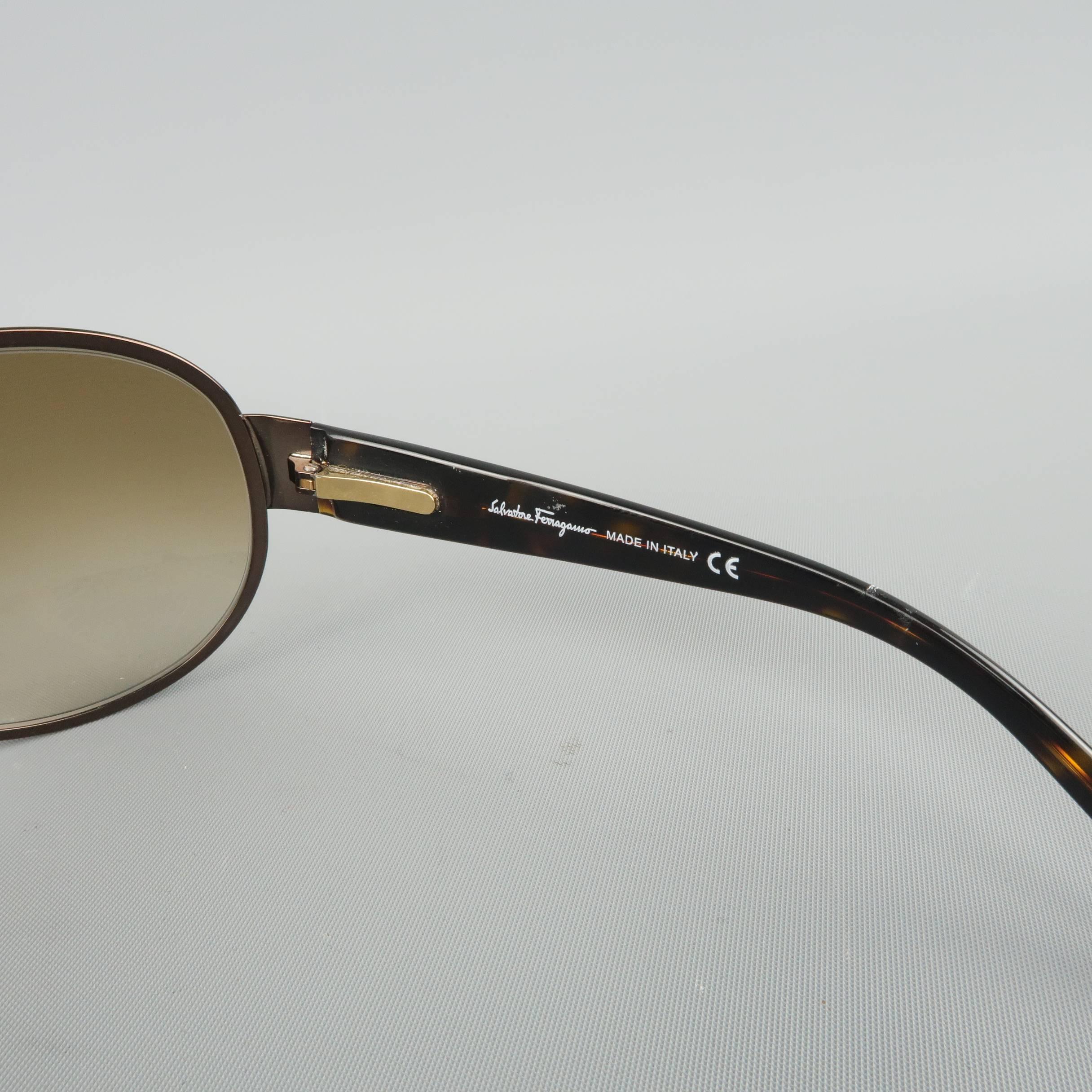 Brown SALVATORE FERRAGAMO Copper Acetate & Metal Aviator Sunglasses