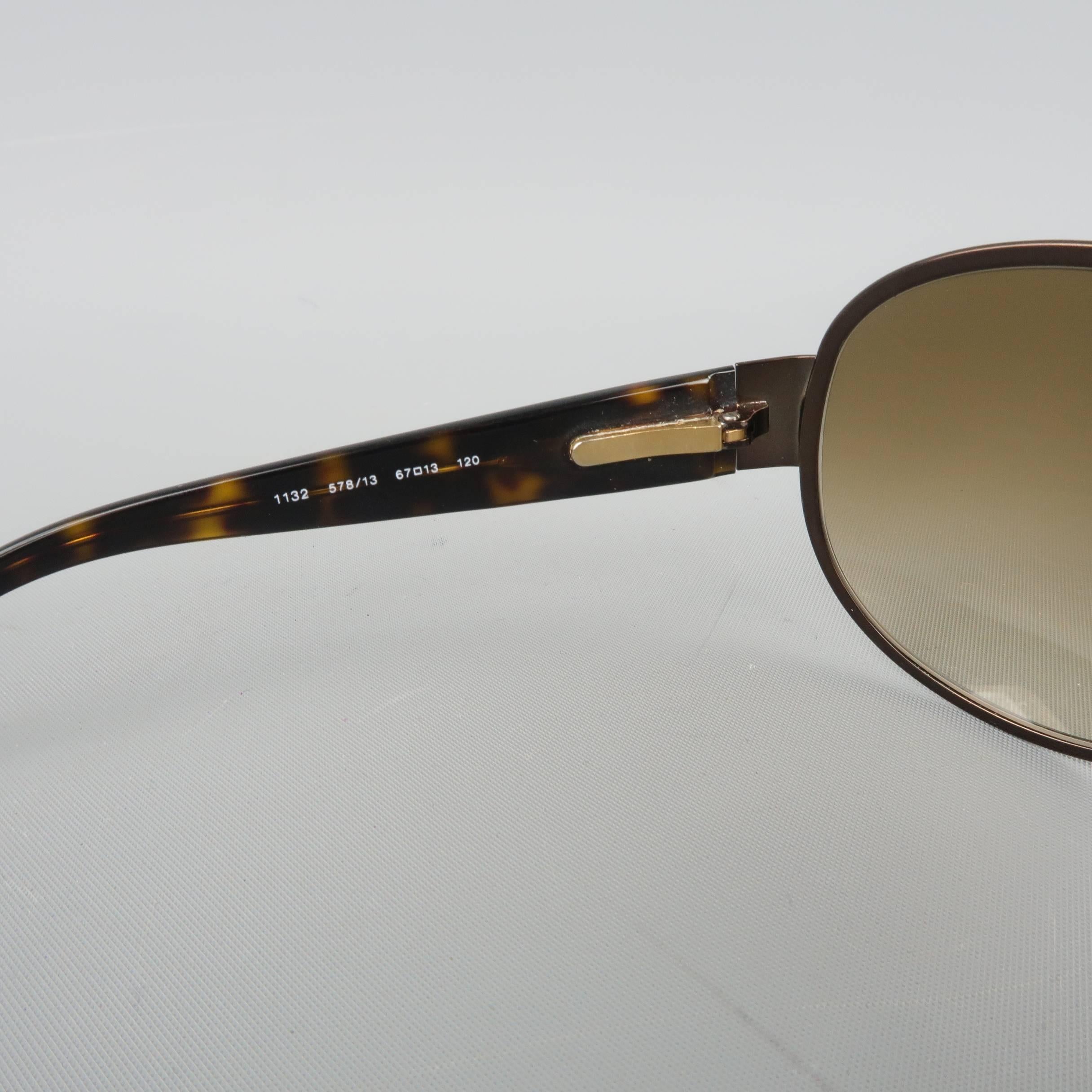 SALVATORE FERRAGAMO Copper Acetate & Metal Aviator Sunglasses In Excellent Condition In San Francisco, CA