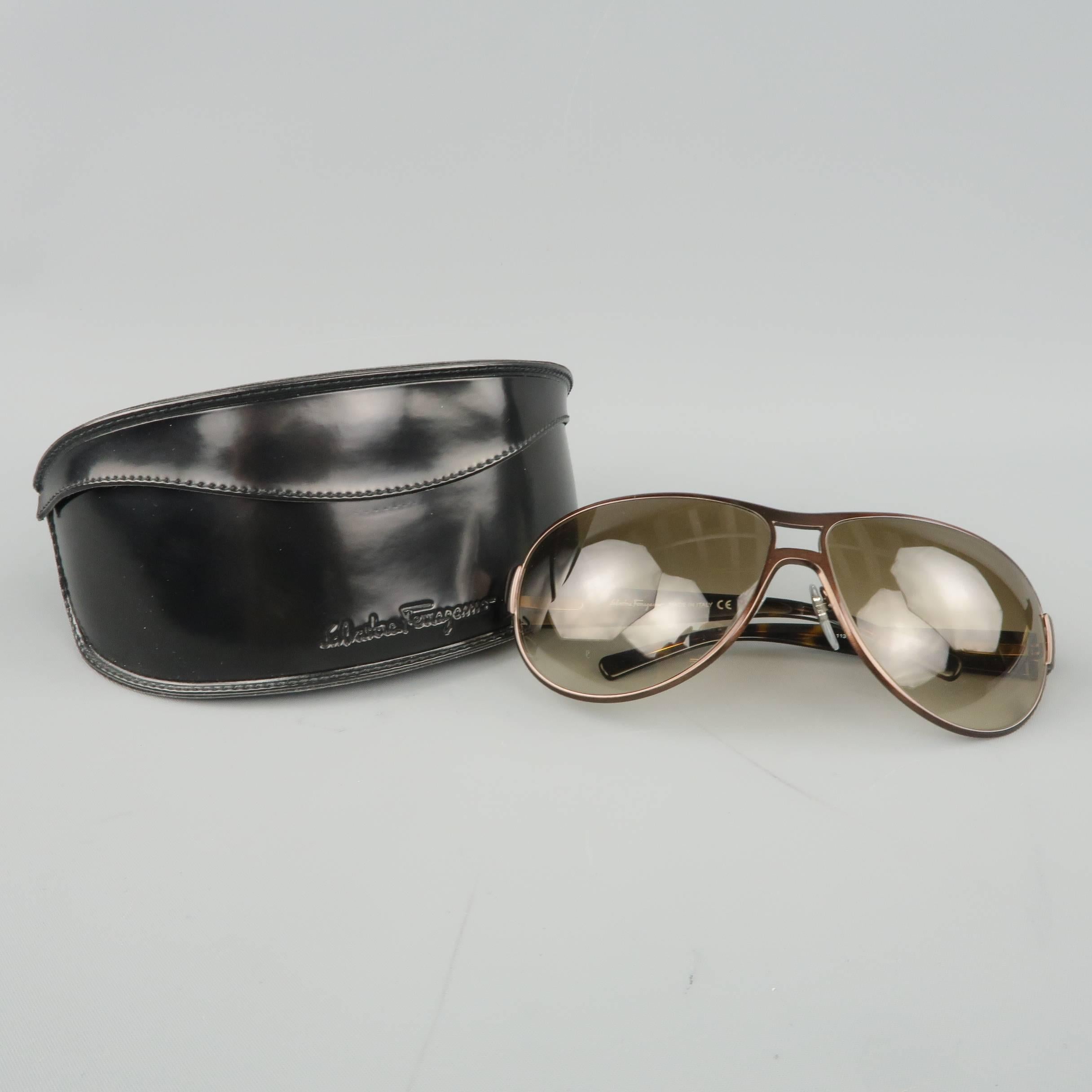 Women's or Men's SALVATORE FERRAGAMO Copper Acetate & Metal Aviator Sunglasses