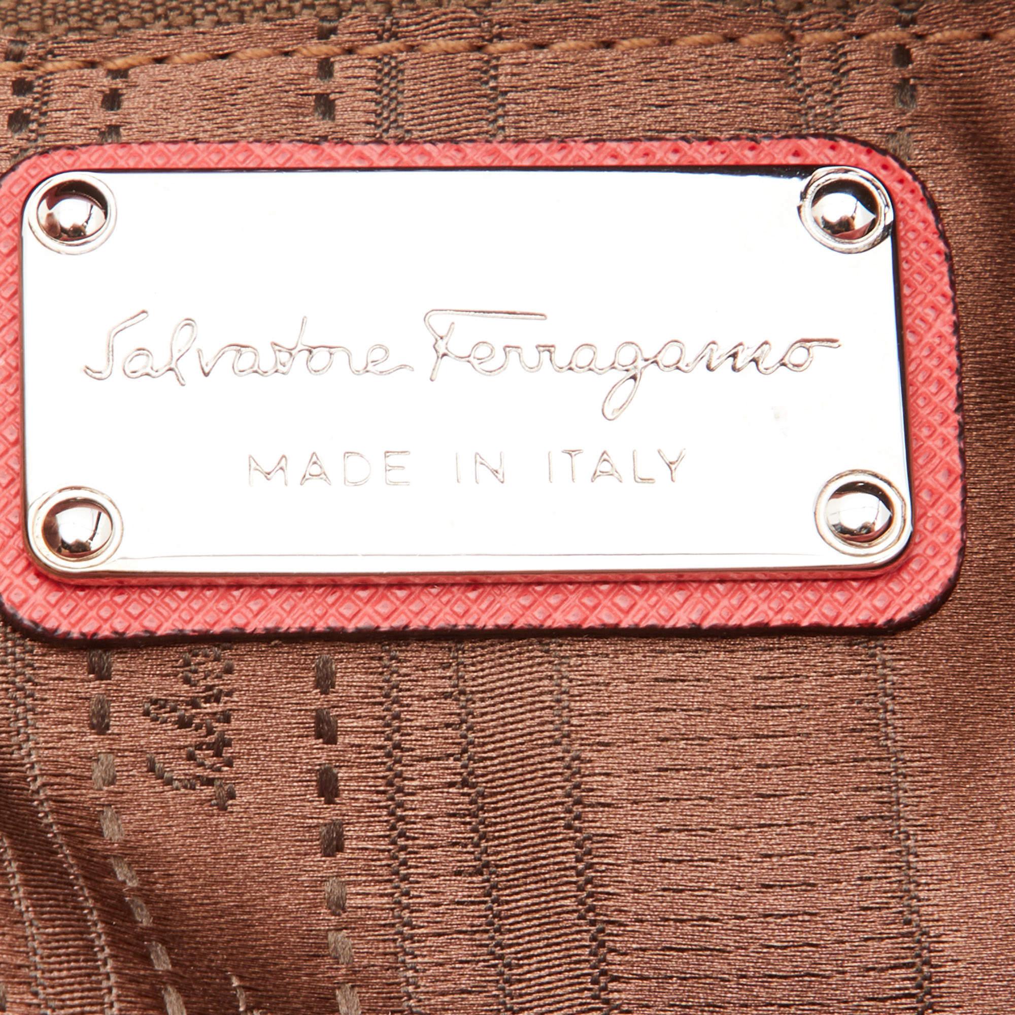 Salvatore Ferragamo Coral Orange Leather Gancio Bowler Bag 6