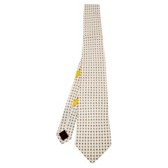 Salvatore Ferragamo Cream Ball Printed Silk Tie