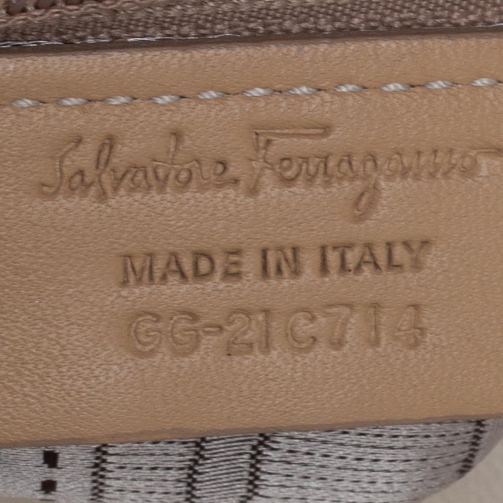 Salvatore Ferragamo Cream/Beige Patent and Leather Bow Flap Shoulder Bag 7