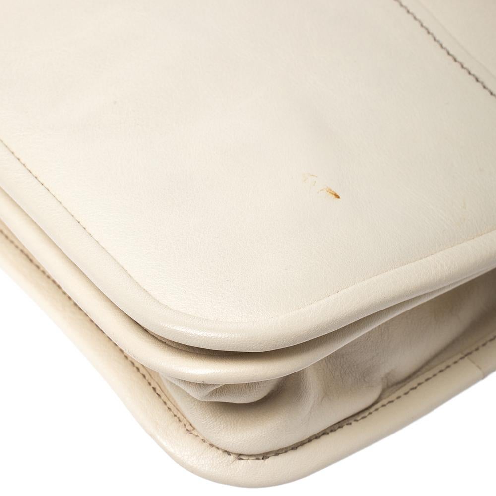 Salvatore Ferragamo Cream Leather Gancini Top Handle Bag 1