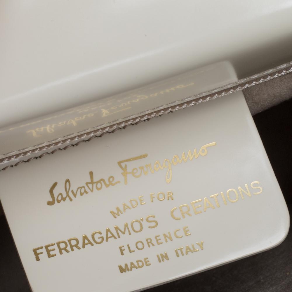 Salvatore Ferragamo Cream Patent Leather Kelly Top Handle Bag 3