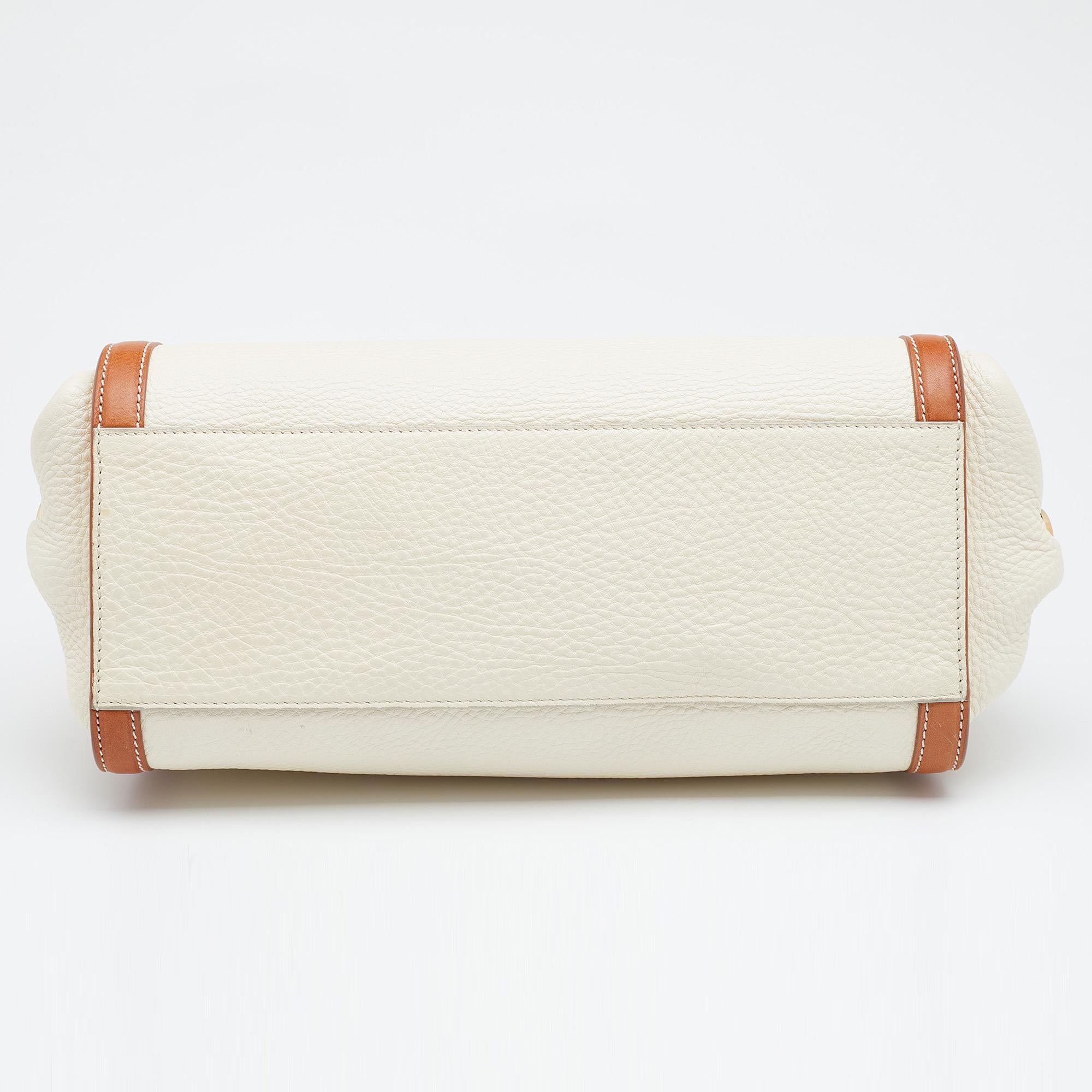 Women's Salvatore Ferragamo Cream/Tan Leather Sofia Top Handle Bag