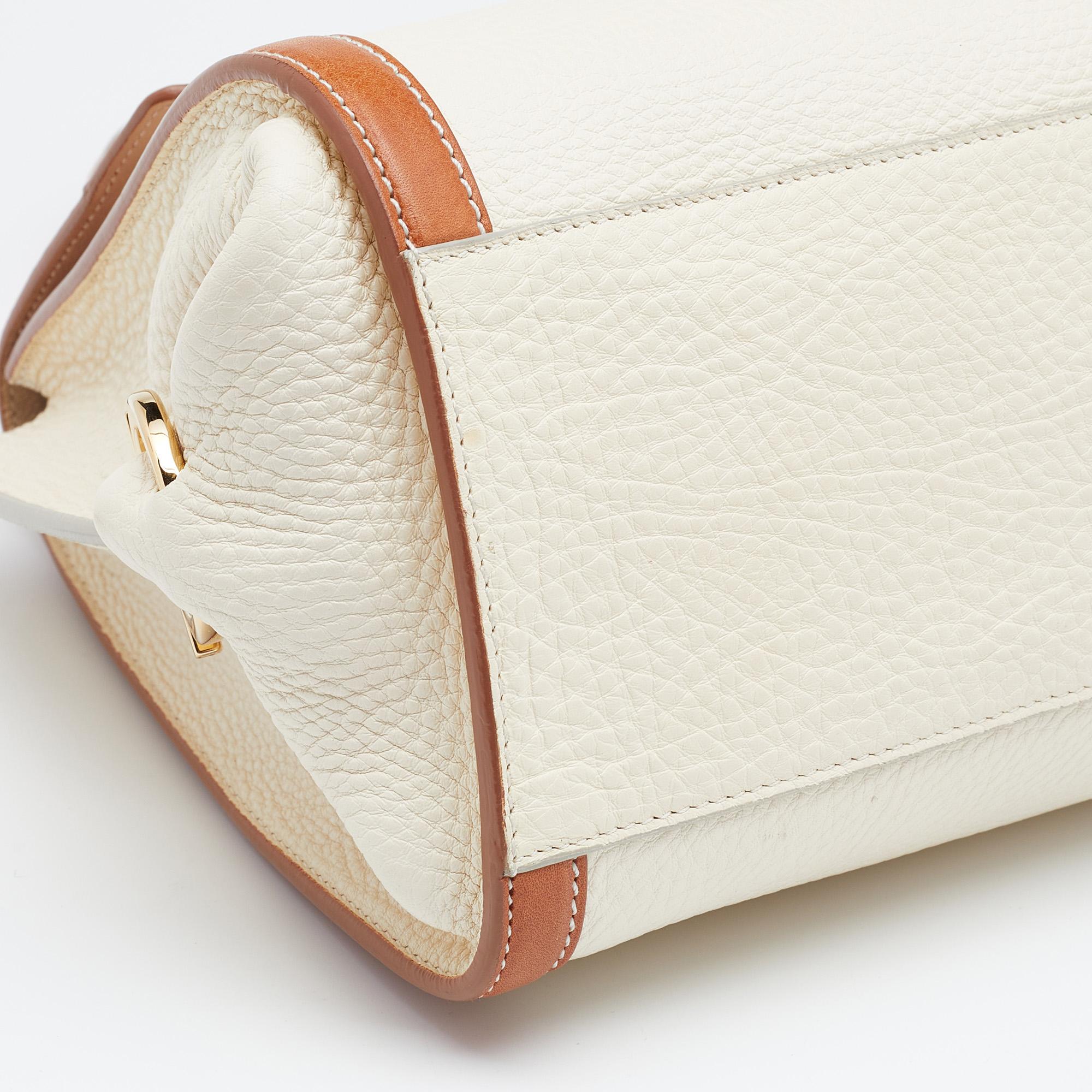 Salvatore Ferragamo Cream/Tan Leather Sofia Top Handle Bag 1