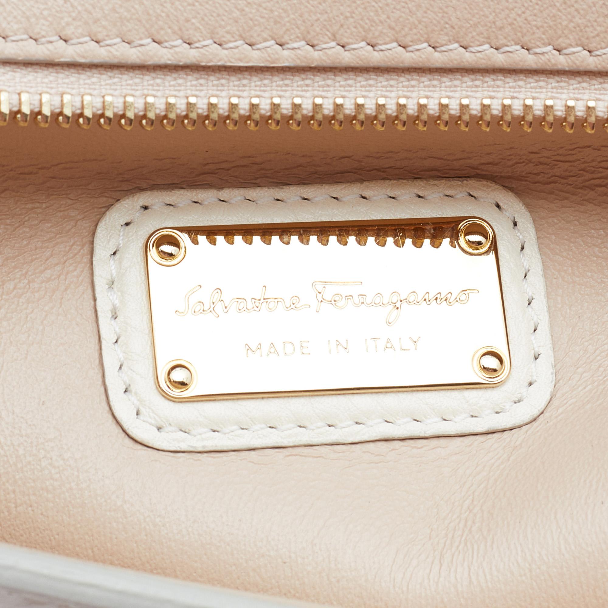 Salvatore Ferragamo Cream/Tan Leather Sofia Top Handle Bag 3